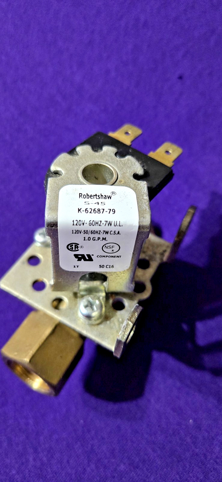 Robertshaw Valve S45, K-62687-79, 120V, 50/60Hz, 7W, 1 G.P.M., Nice condition!