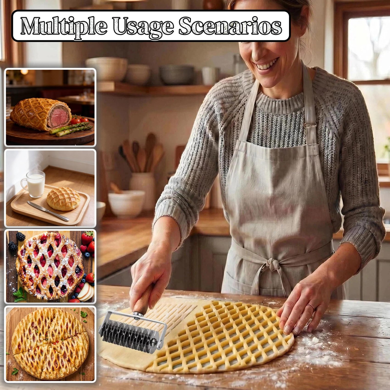 Pastry Lattice Roller Cutter – 1 Count (Pack of 1), Metal color