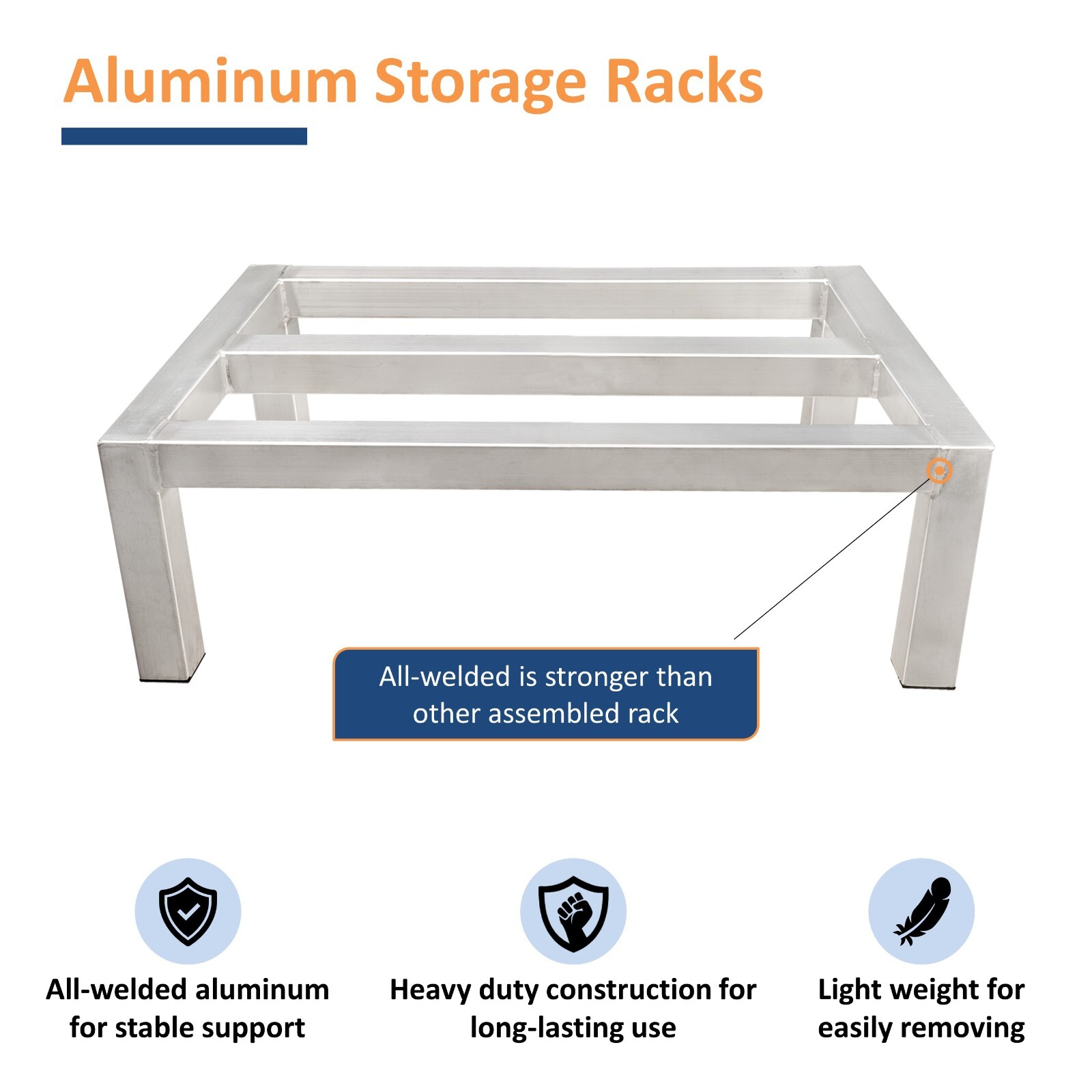 GSW 20″W x 12″D x 8″H Aluminum All-welded Dunnage Racks for Floor Storage