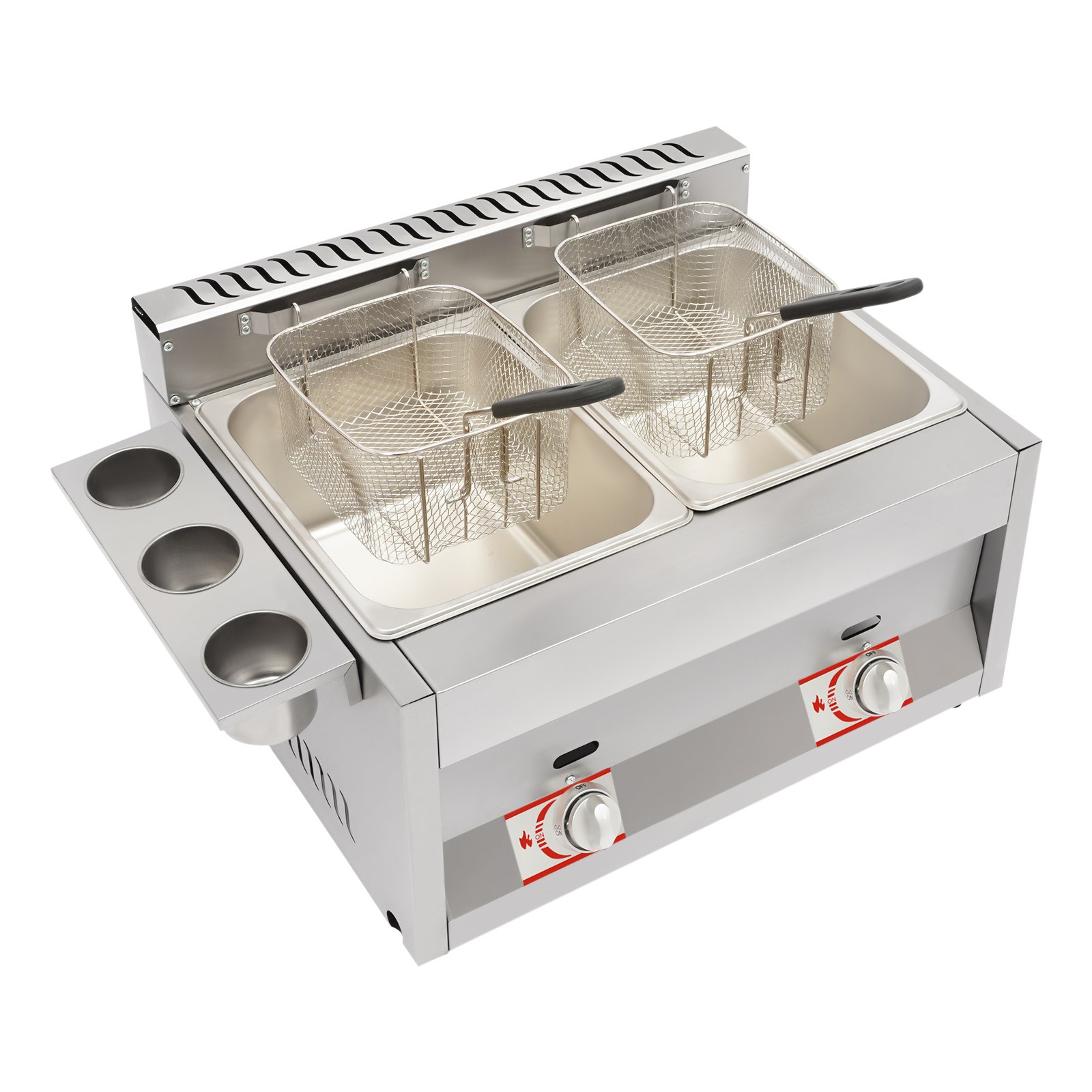 Commercial Deep Fryer with Basket and Lid Stainless Steel Dual Tank Fry Machine