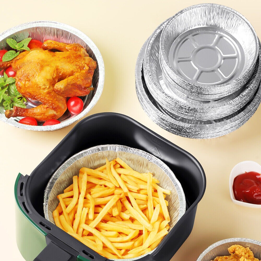 500 Pack – 7 inch Round Aluminum Foil Disposable Take-Out Pans (NO LIDS)