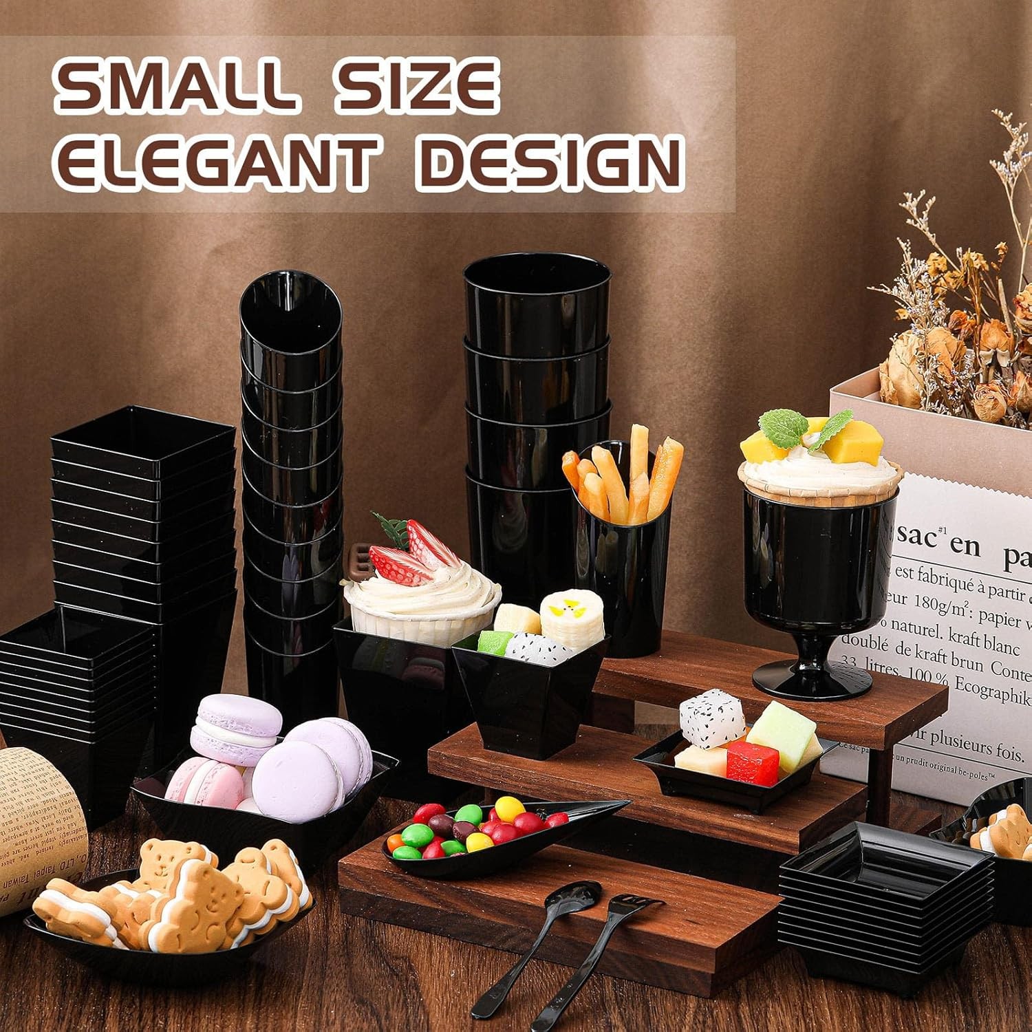 160 Pcs Mini Appetizer Plates Dessert Cups Spoons Forks Set Dessert Containers