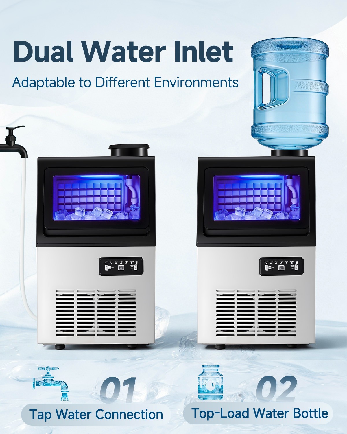 Commercial Ice Maker 90 lbs/24H, Stainless Steel Under Counter Ice Machine