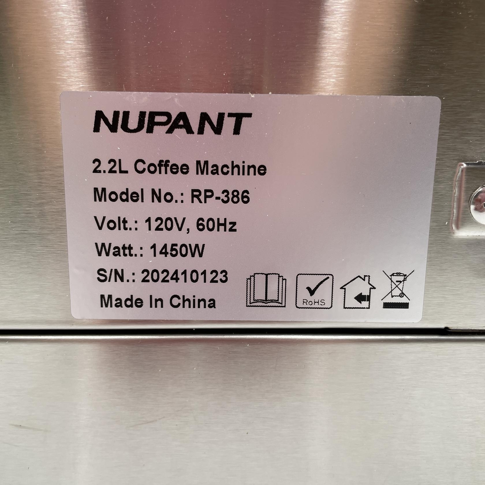 NUPANT RP-386 Commercial Airpot Coffee Brewer Drip Coffee Maker 2.2L, 74oz