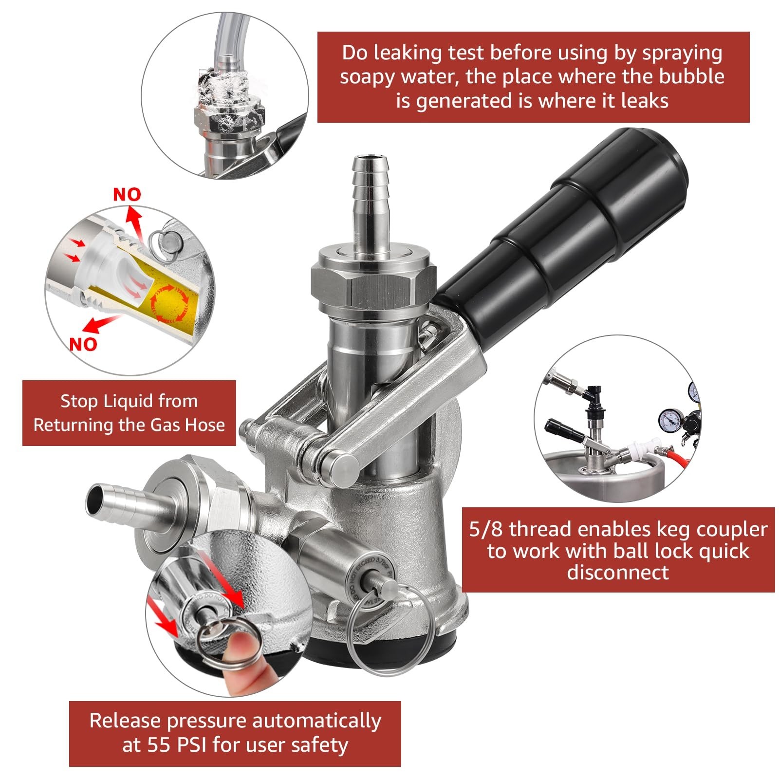 Mrbrew Keg Coupler Sankey D System Keg Tap 304 Stainless Steel Probe