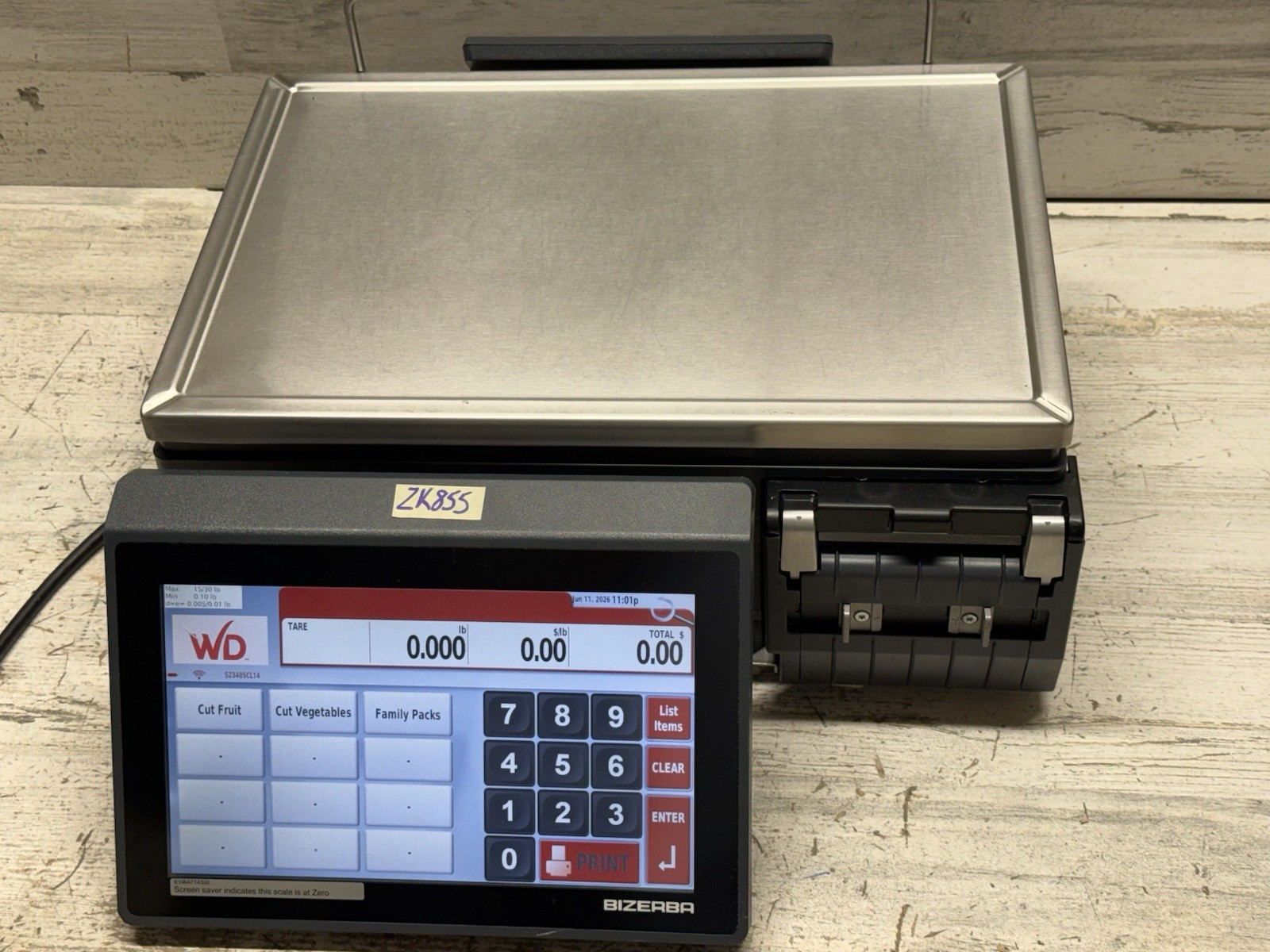 Bizerba XC 100 PRO 30 lb. Touchscreen Digital Scale With Printer Tested * Read *