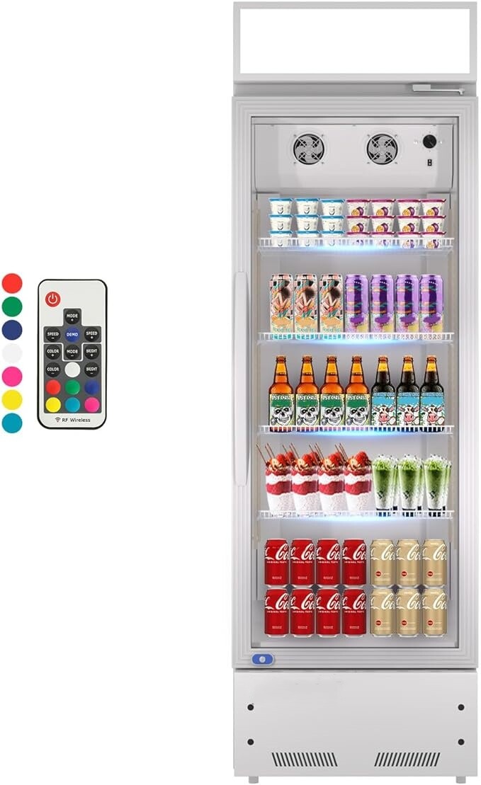 Merchandiser Refrigerator 11 Cu.ft Glass Door Commercial Display Cooler For Bar