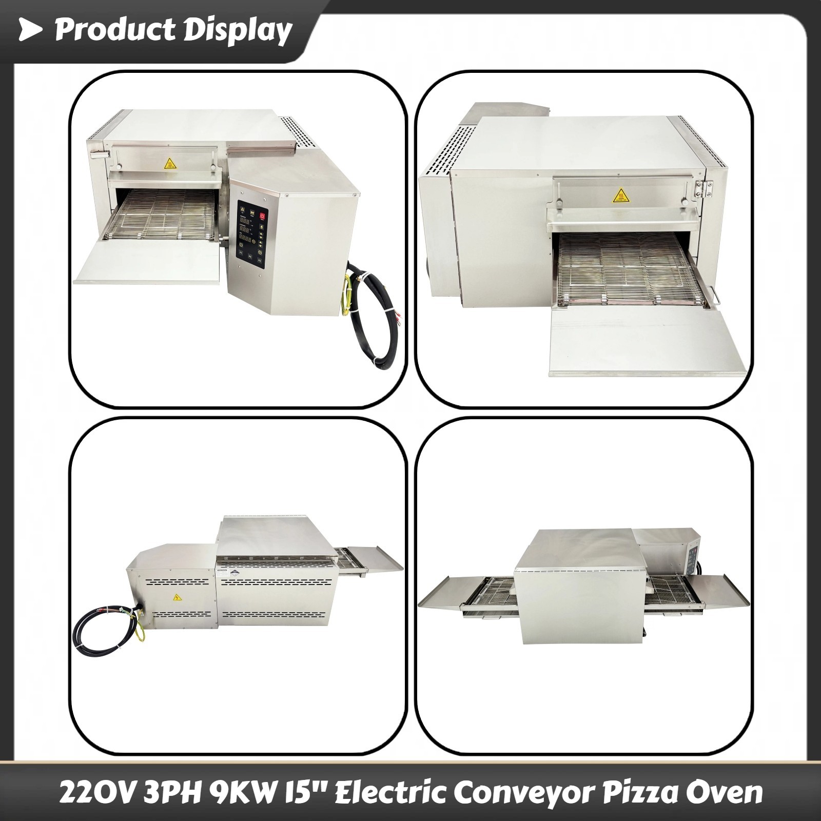 220V 3PH 15″ Electric Conveyor Pizza Oven Commercial Baking Electric Oven 9KW