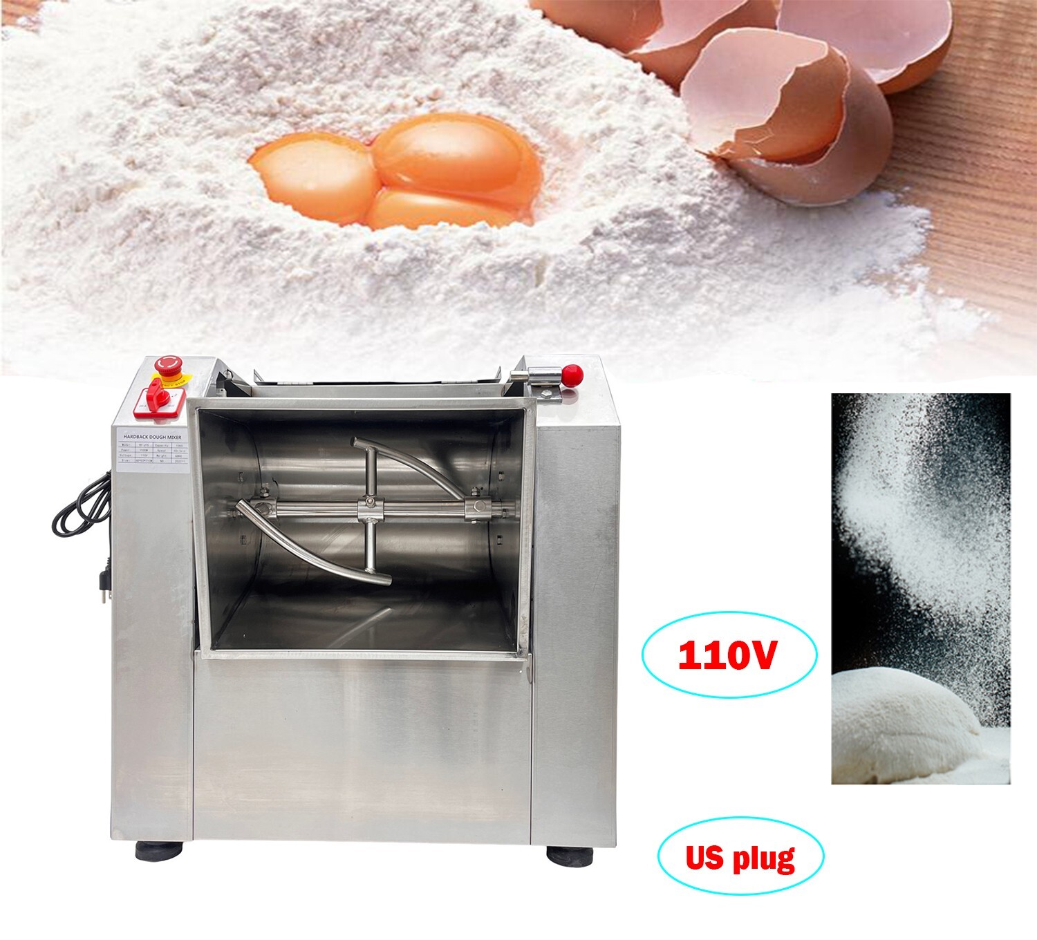 PreAsion 110V Commercial Dough Mixer Machine 25 KG Kneading Capacity Electric Fo