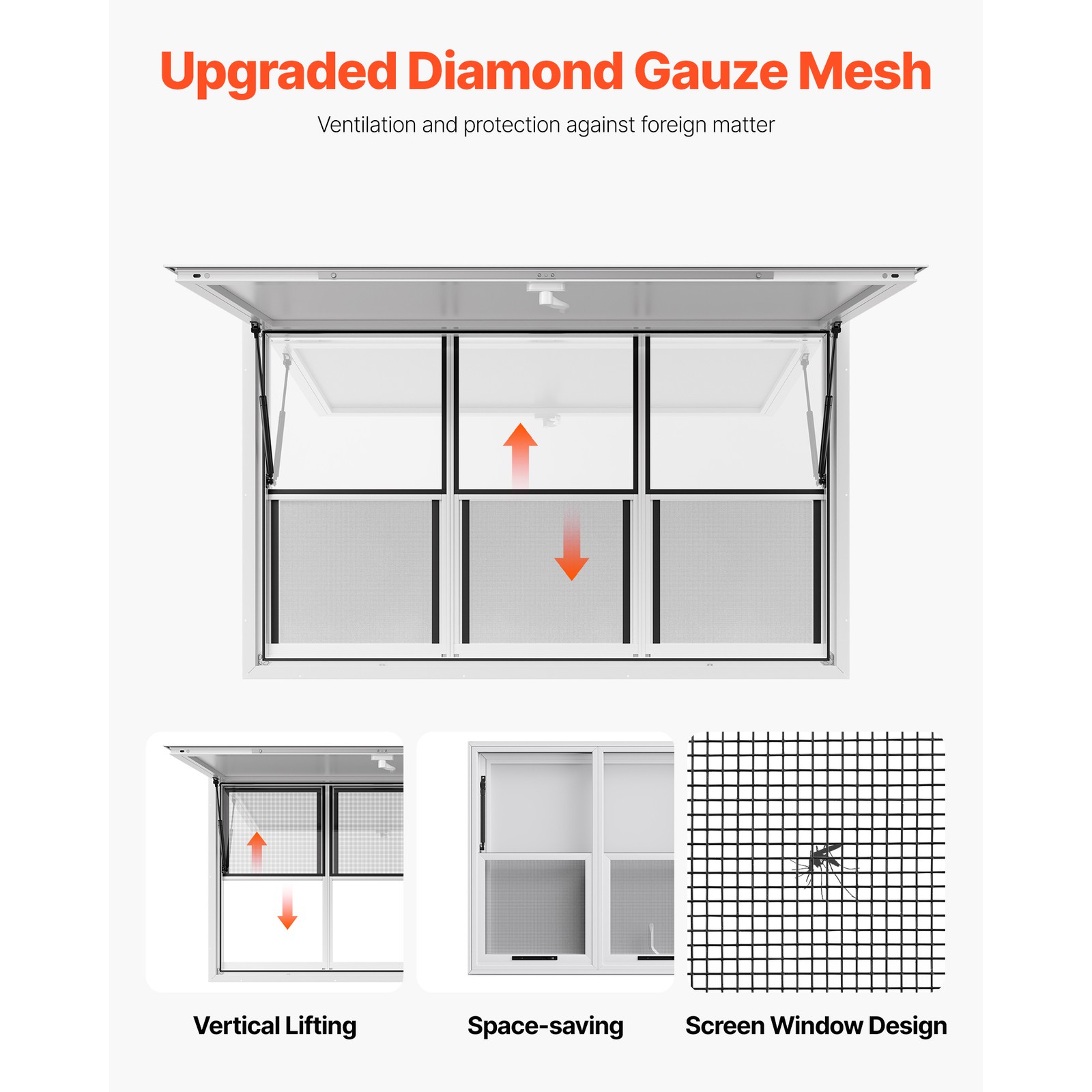 Uimoso 60x36in Concession Food Truck Serving Window with Aluminum Alloy Awning