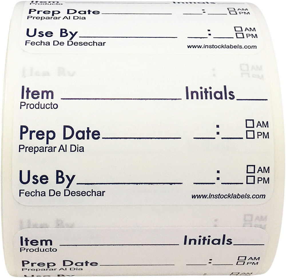 Food Prep Rotation Writable Stickers, 1 x 2 Inches, 500 Labels on a Roll
