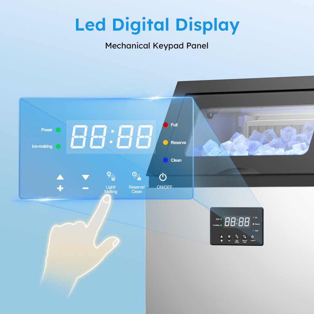 150Lbs Commercial Ice Maker Freestanding Undercounter Ice Cube Machine, ETL NFS