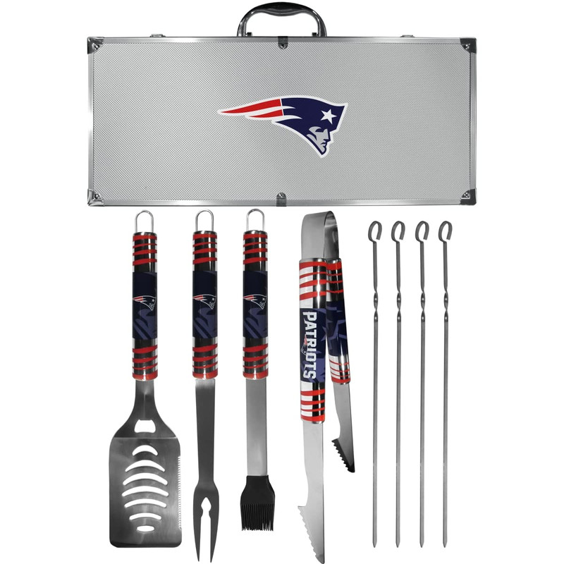 Nfl Siskiyou Sports Fan Shop England Patriots Steel Tailgater Bbq Set W/Case 8