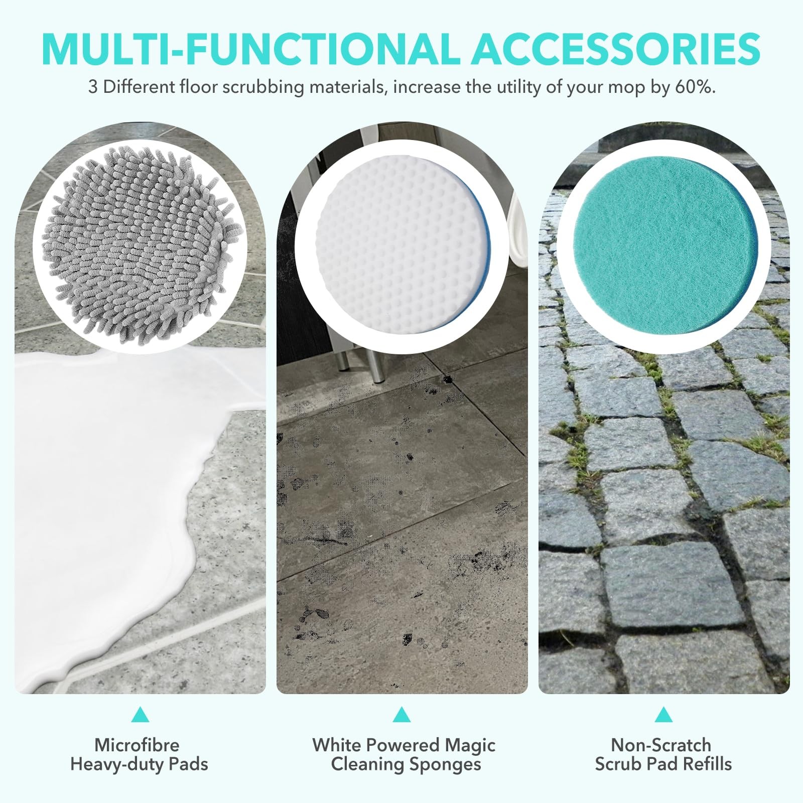 Frescares 6 Packs Steamscrub Mop Pads Replacement Power Pads Compatible