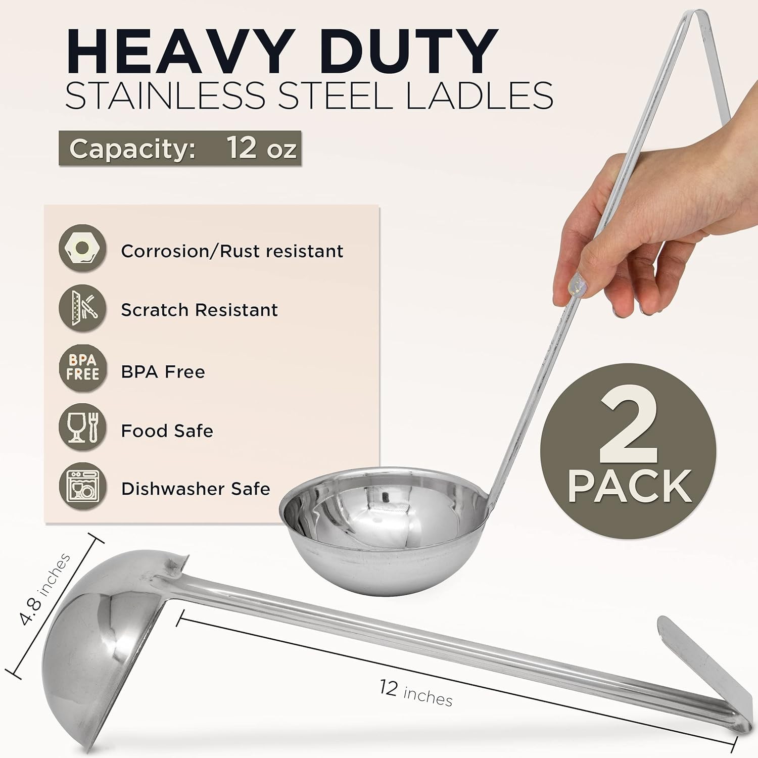 Stainl Steel Soup Ladle – One-Piece Sauce Spatula with