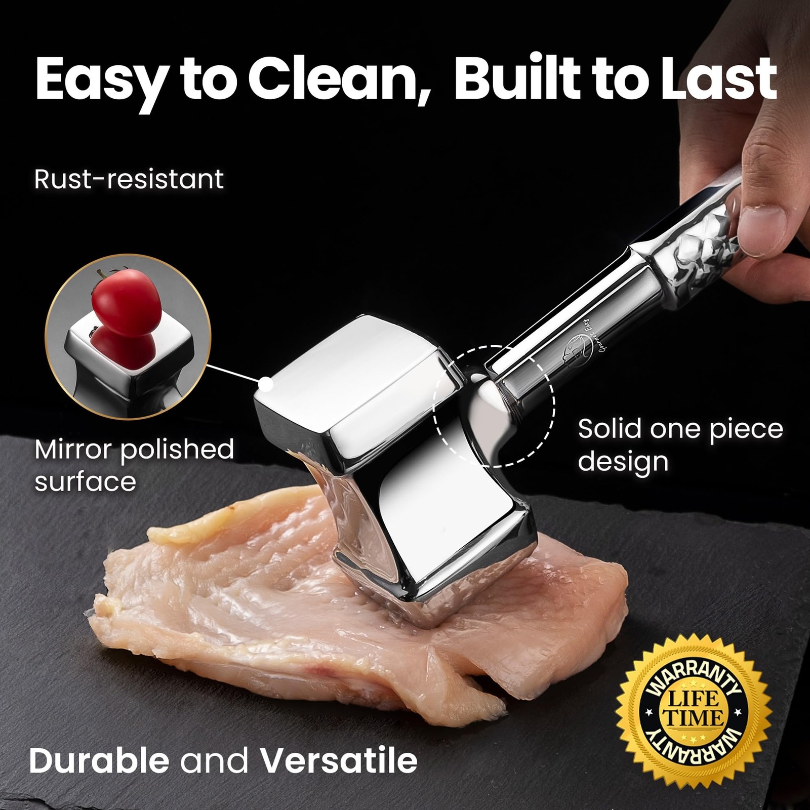 Stainless Steel Meat Tenderizer Tool, Premium 11*3*2 inches, Original Edition