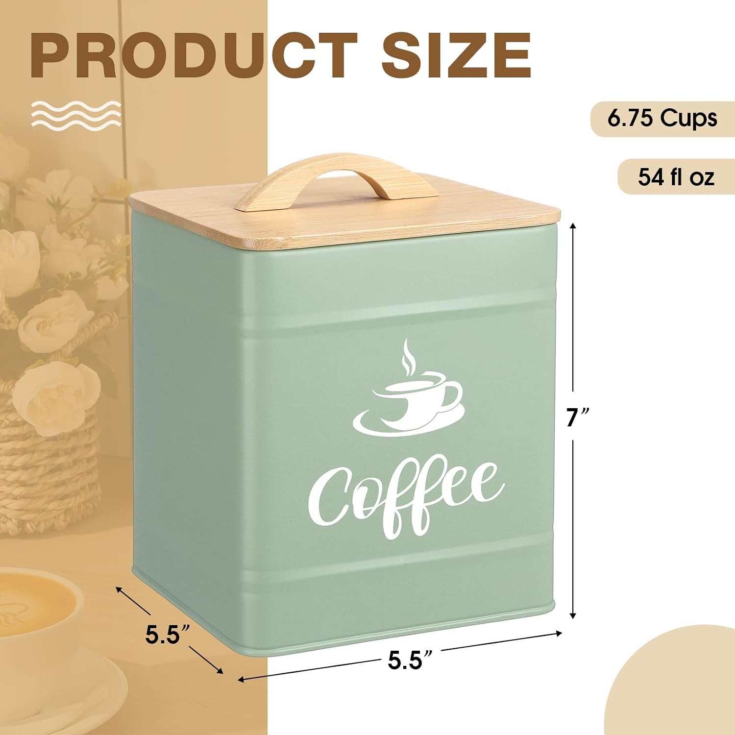 40 oz Turquoise Airtight Coffee Canister Large Iron Farmhouse Container with