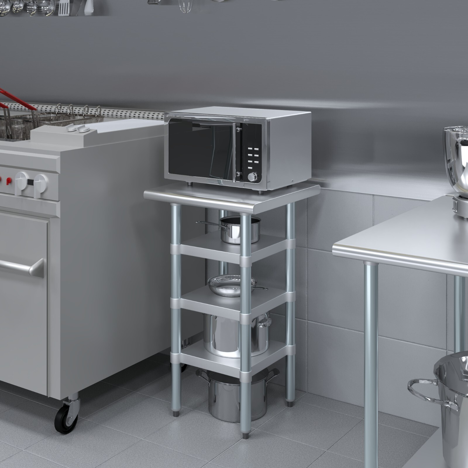 20 in. x 20 in. Stainless Steel Table With Three Undershelves