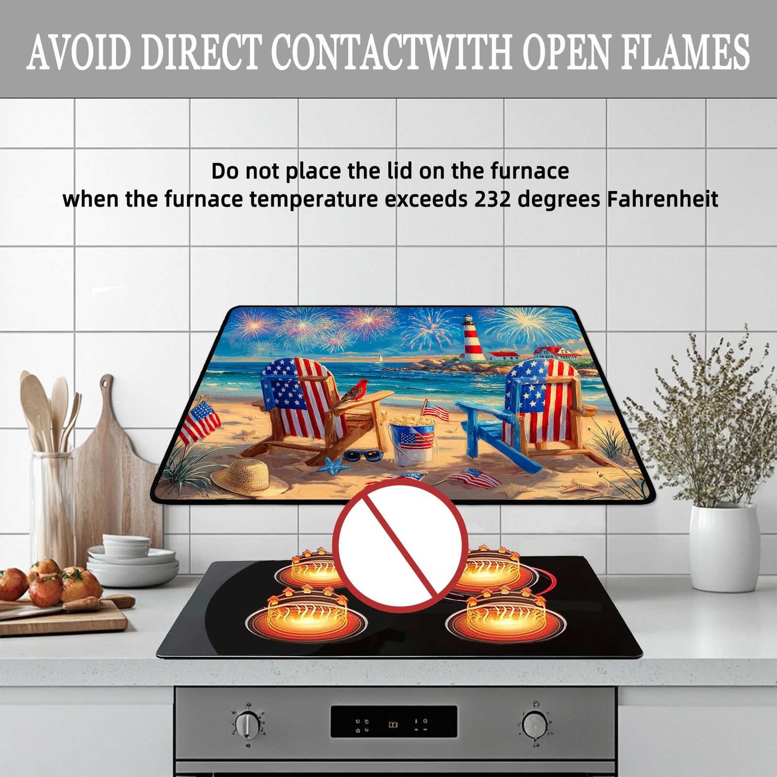 Flag Stove Covers for Stove Top,Independence Day Kitchen Decoration Heat Resi…