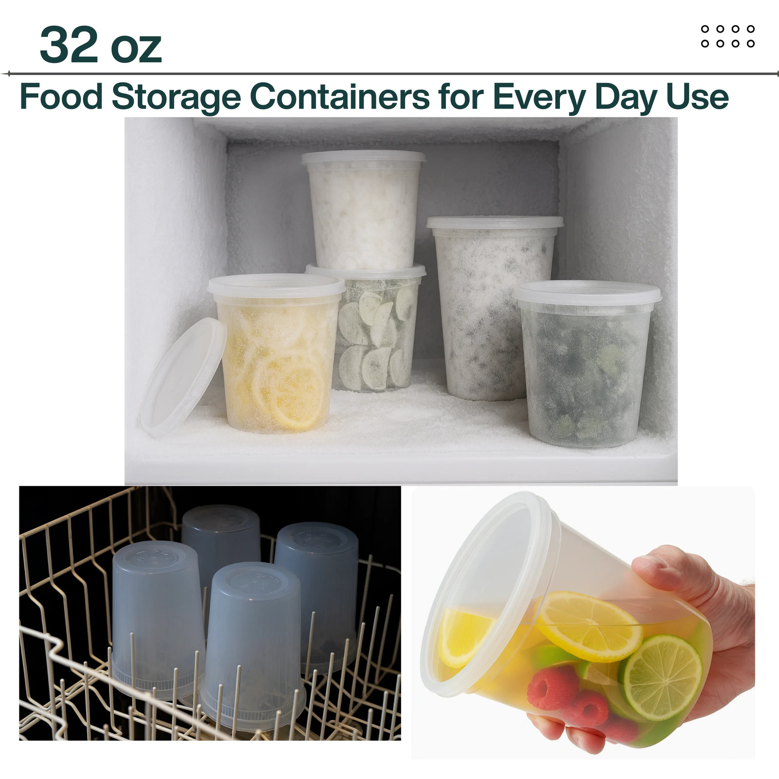 ProTakeOut, [32 oz] Heavy-Duty PP Deli Containers with Lids – 240 Sets (24/20)