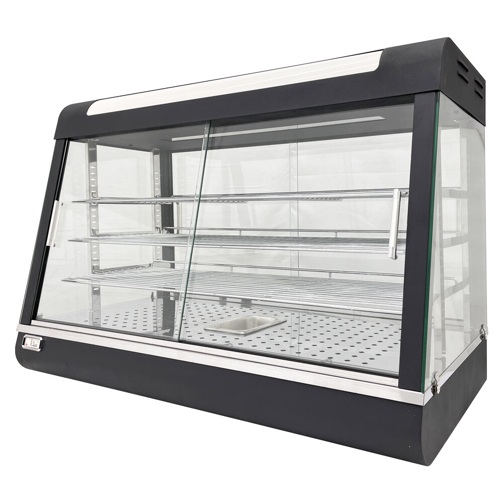 35in Commercial Food Warmer Showcase 110V Pizza Food Heating Display Cabinet New