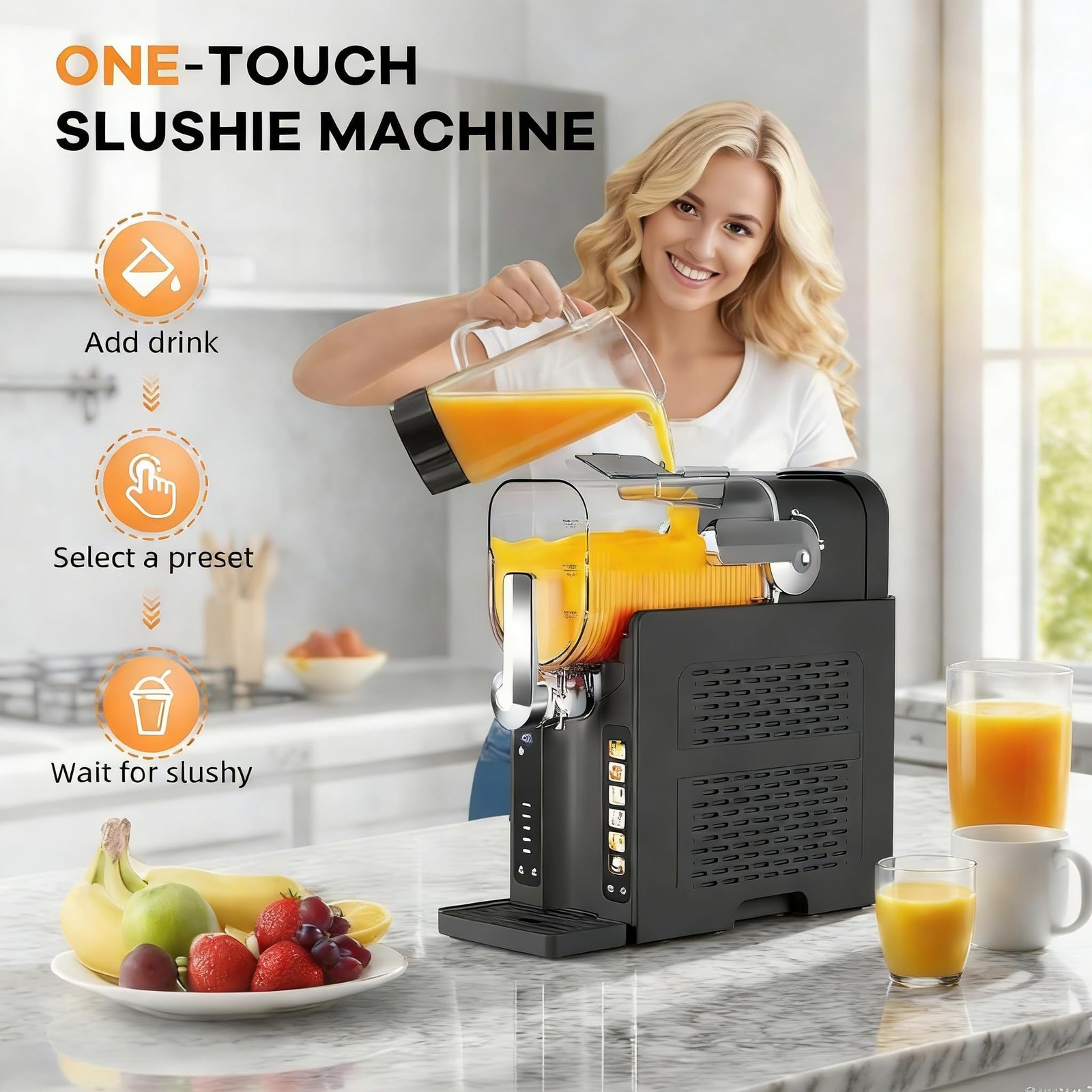 Slushie Machine 88oz Frozen Drink Maker with 6 Programs for Margaritas Smoothies