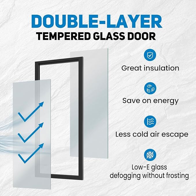 8 Cu.Ft Merchandiser Refrigerator Glass Door Commercial Drink Cooler-Black ETL