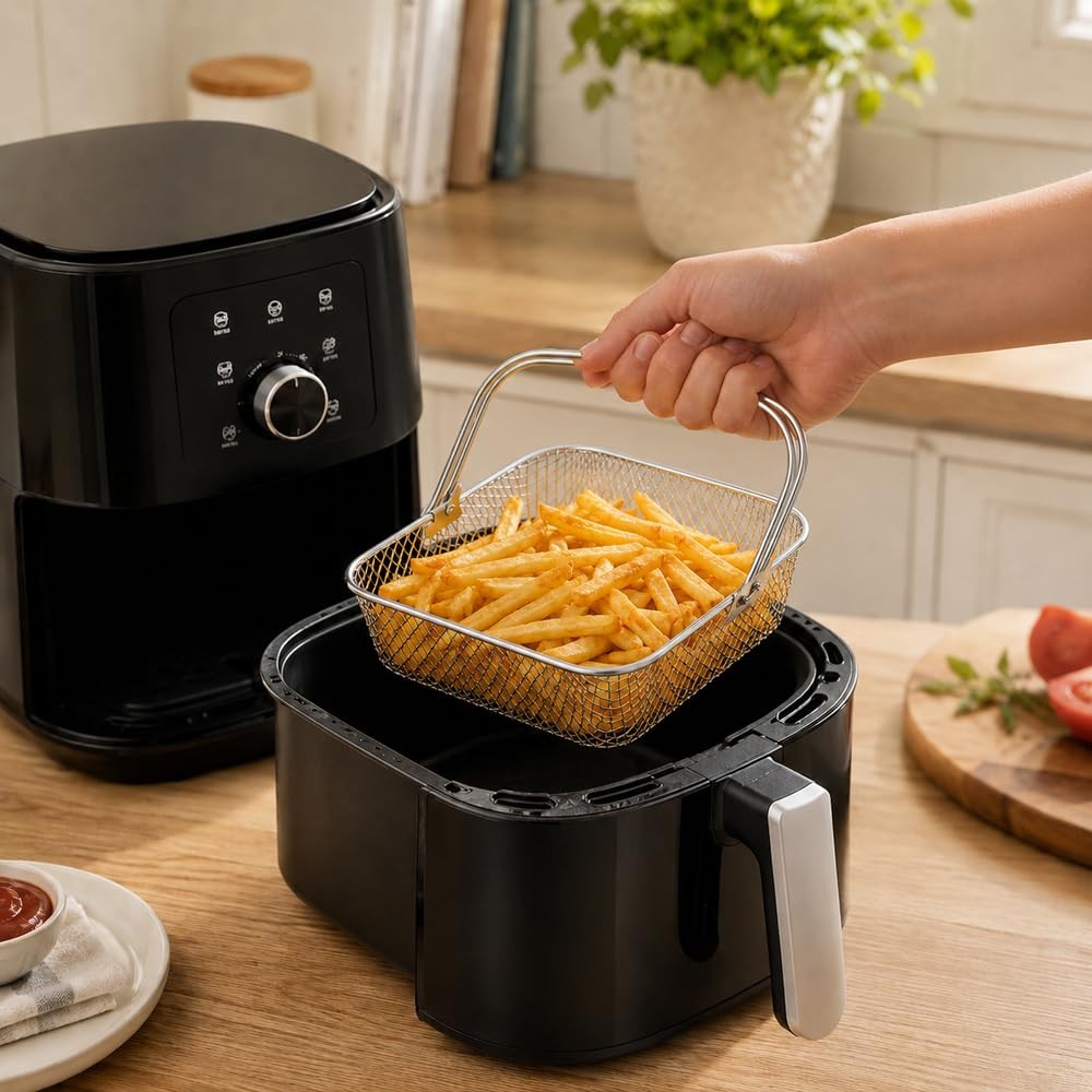 Square Fryer Basket with Handle, 8.5 inch Wide Fryer , 304 Stainless Steel Me…