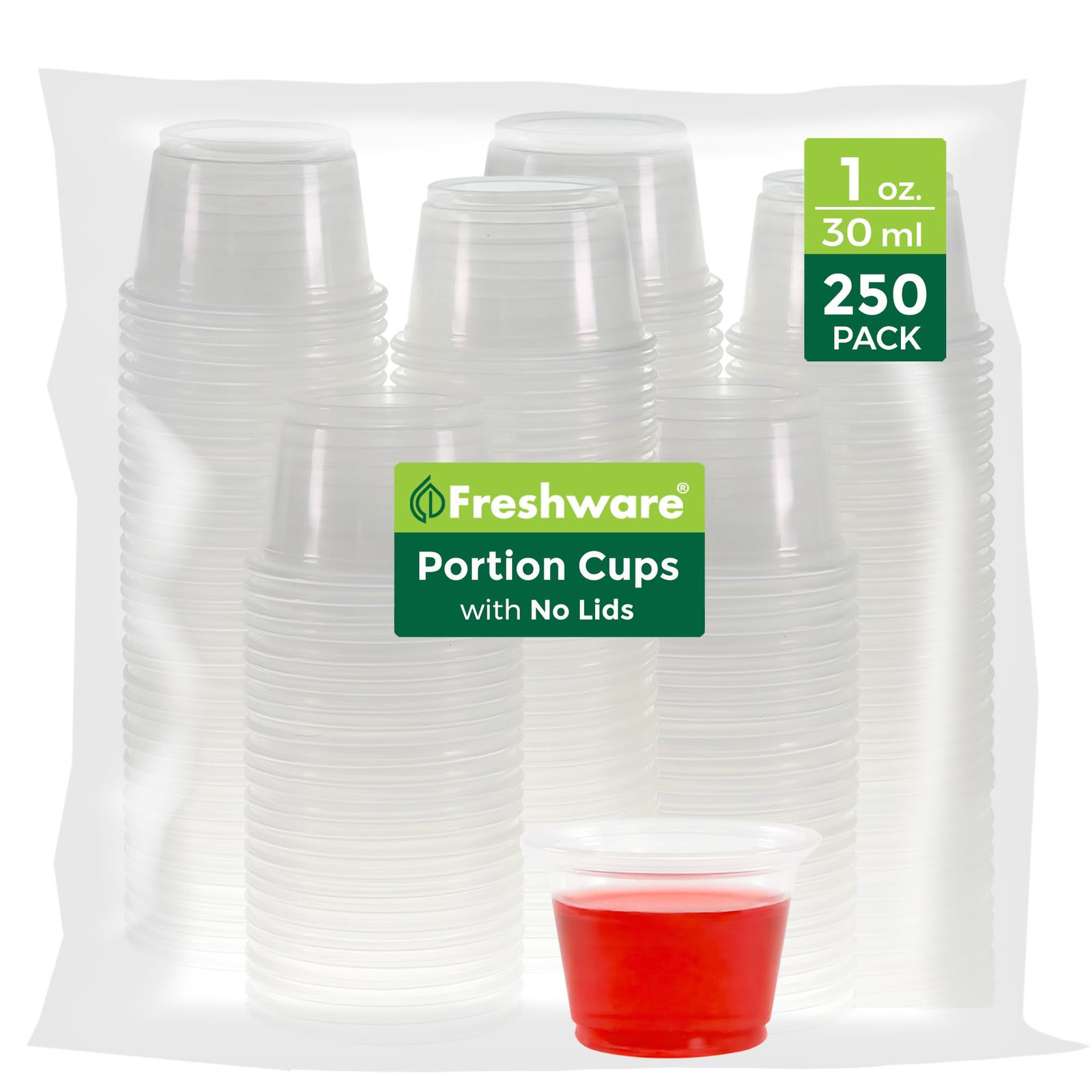 Freshware Plastic Portion Cups (No Lids) [1 Ounce, 250 Cup] Disposable…