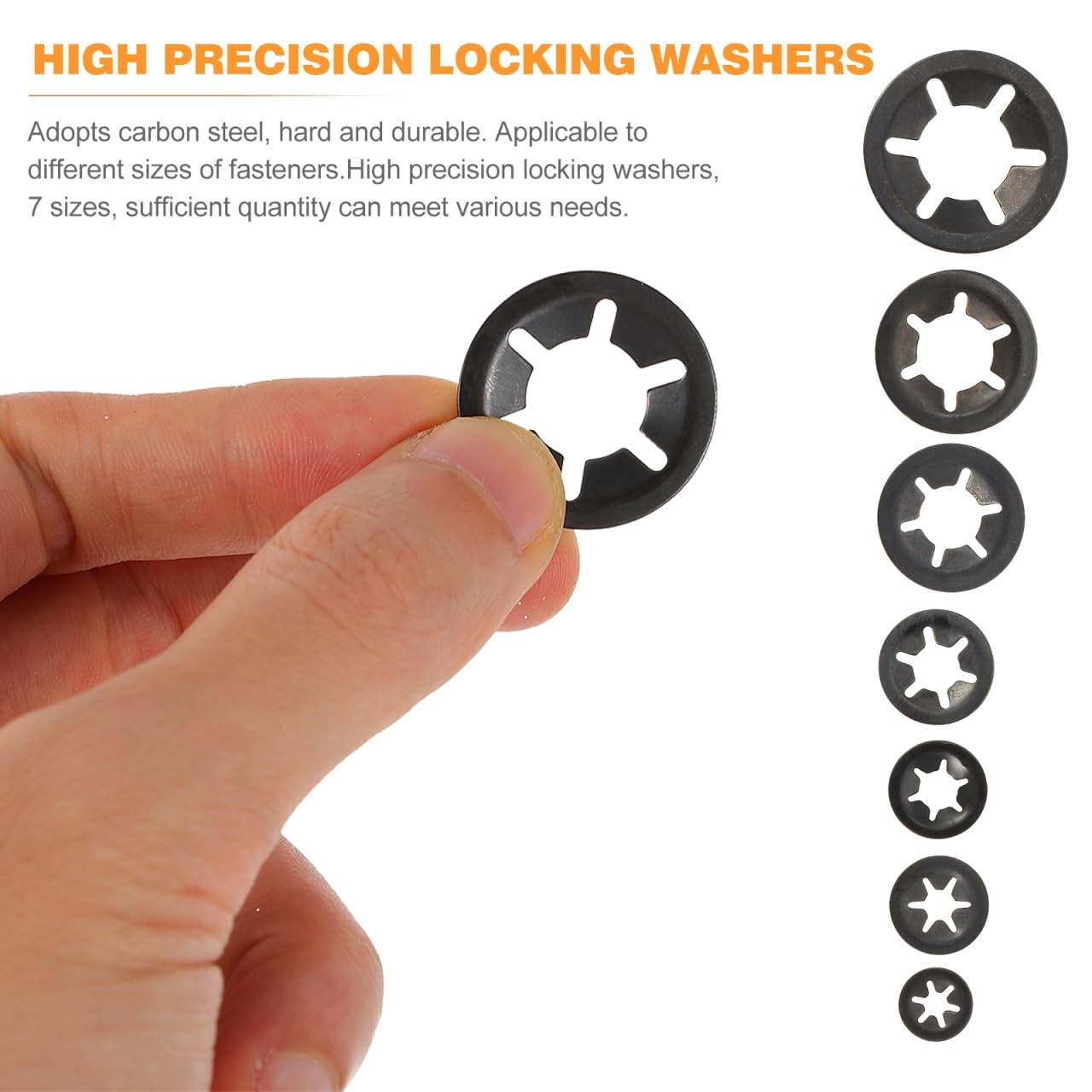 MUCKLILY 210 Pcs Internal Tooth Locking Washers Carbon Steel Bearing Clamping…