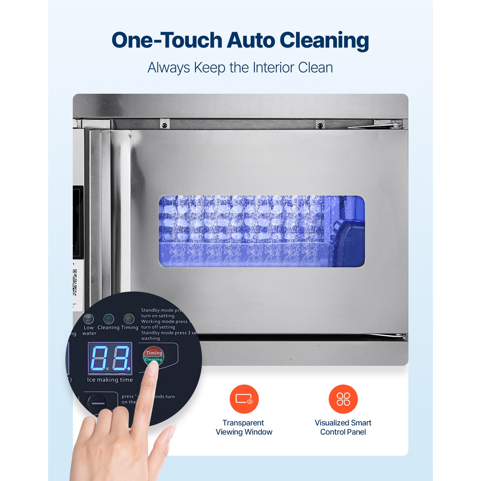 Uimoso Freestanding Commercial Ice Maker Machine for Countertop, 132 lbs/24H