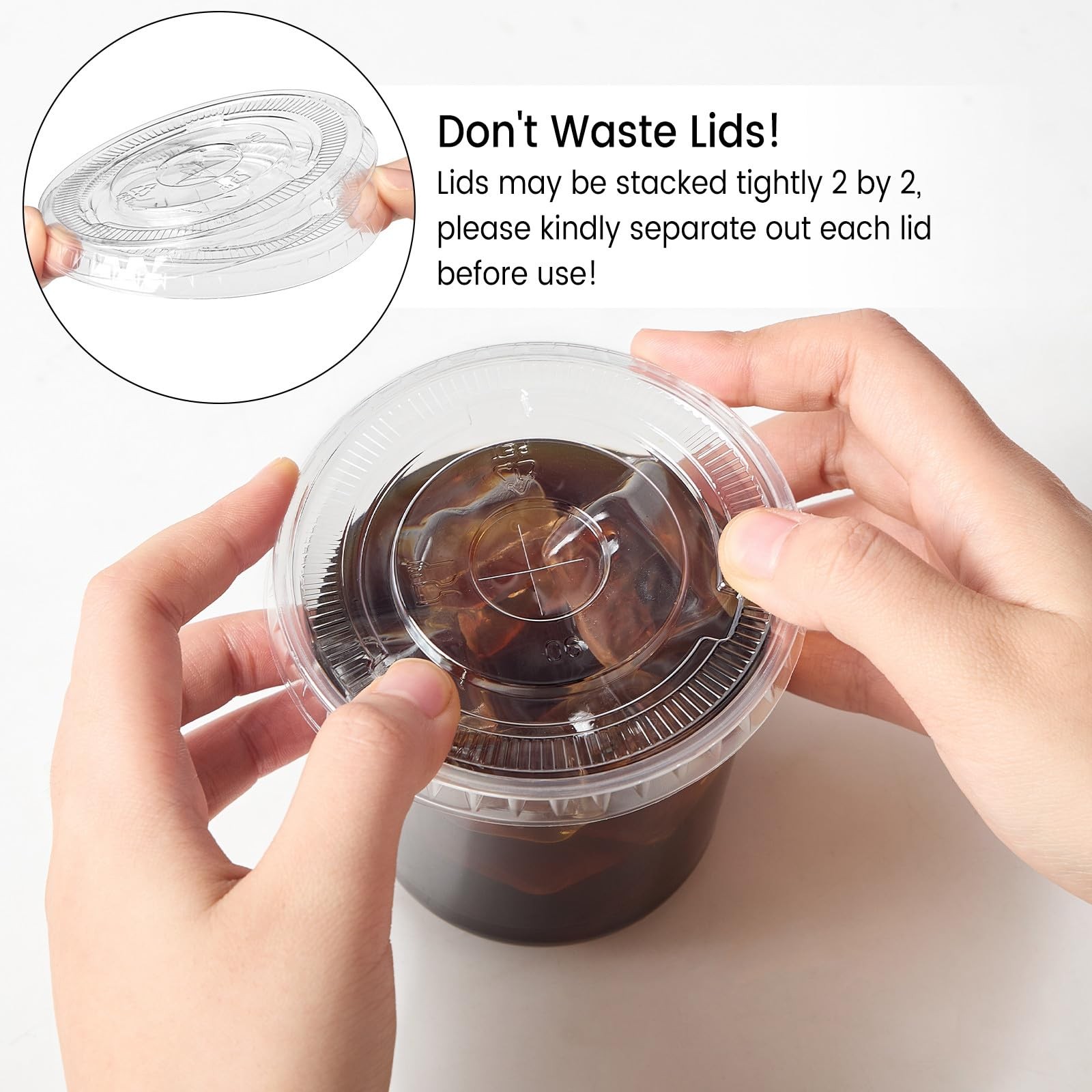 [100 Sets – 12oz Round Bottom Clear Plastic Cups with Lids and Straws, Dispos…
