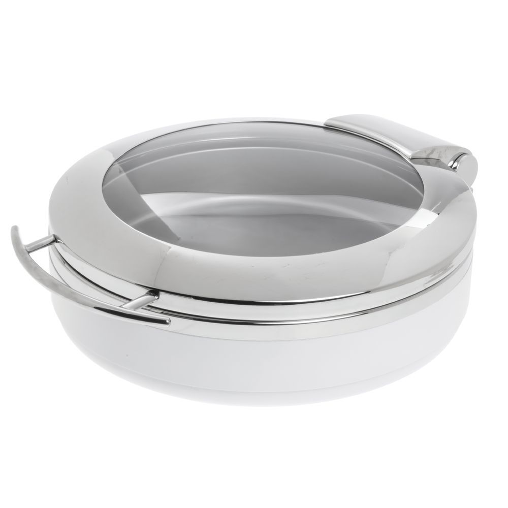 HUBERT® Induction Chafer 6 1/3 Qt Round Stainless and White – 17 1/3″L x 21