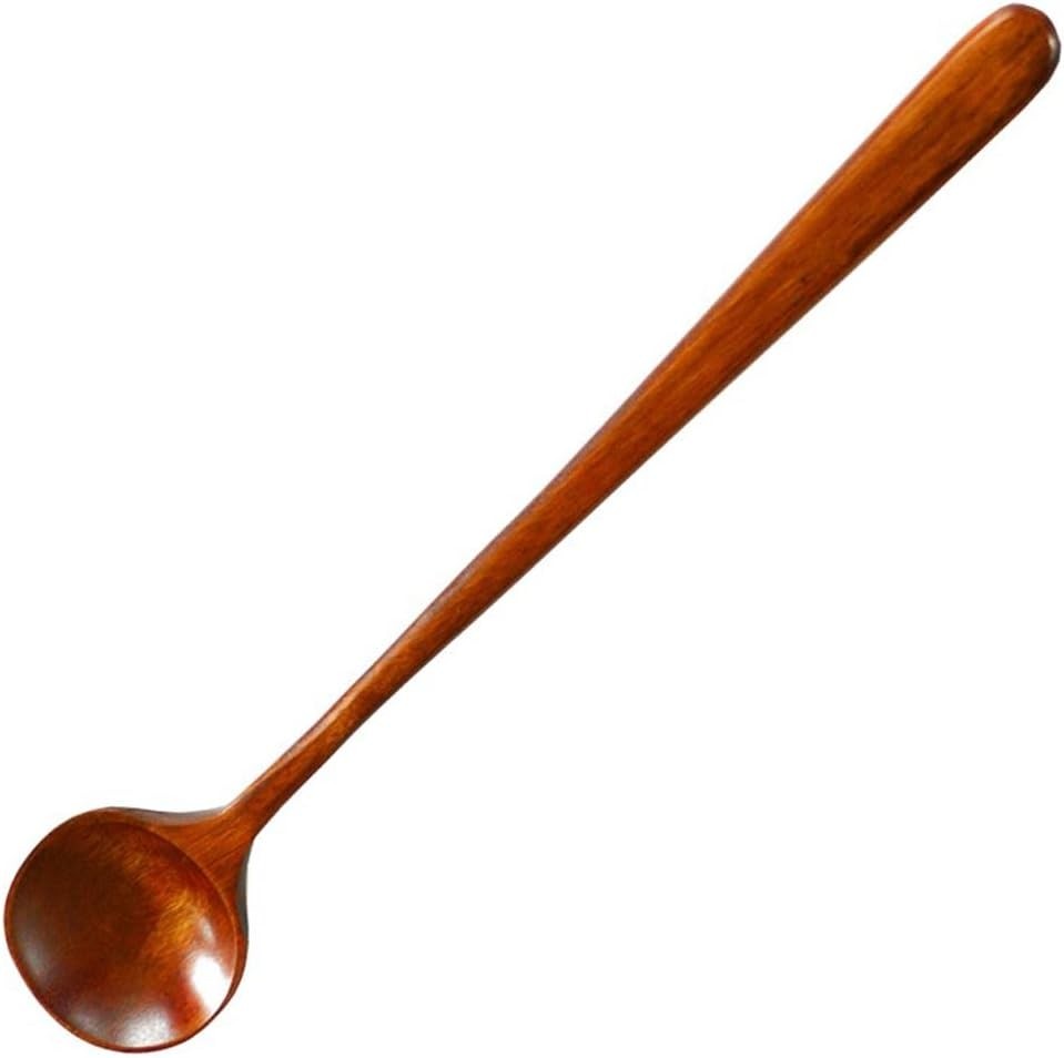Long Soup Spoons, 1 Pieces Korean Style 11 Inches Natural Wood Long