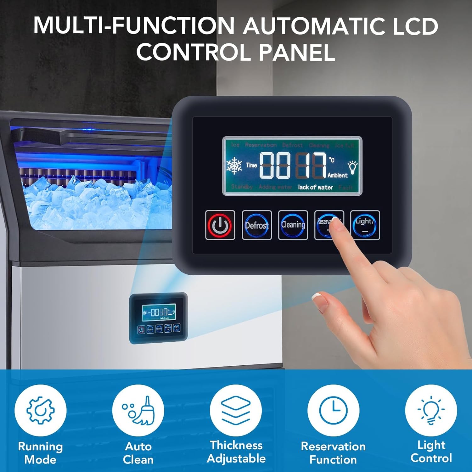 Ice Maker Machine 265lbs/24H Built-in Ice Maker 55lbs Storage 450W