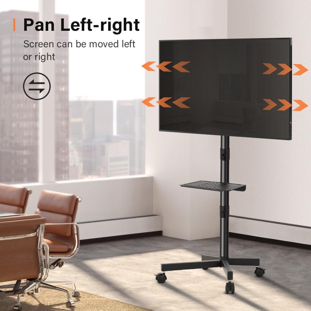 KKTONER Mobile TV Cart for 23 to 65 inch LCD LED Flat Small, Black