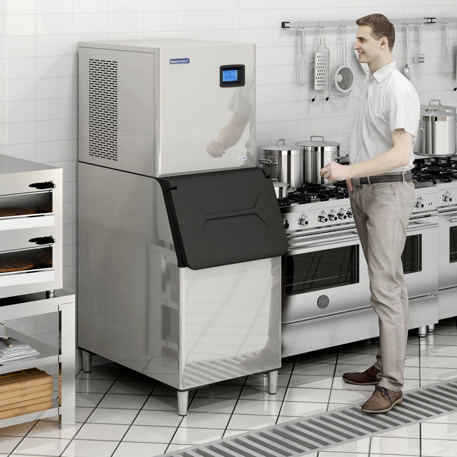 800lbs/24H Ice Maker (Commercial): 1201W SECOP Compressor + Large Storage Bin