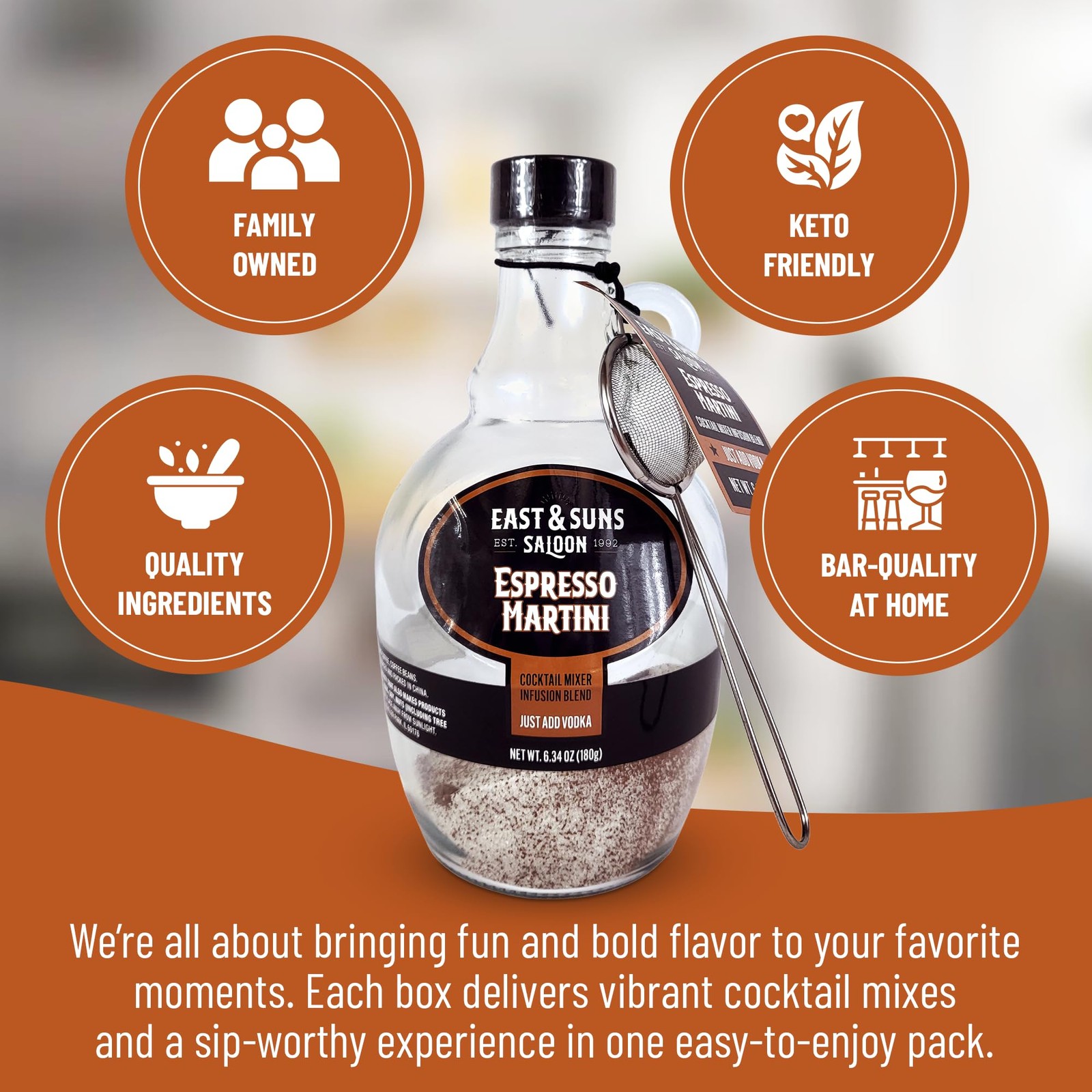 MR Infusion Bottle with Metal Strainer – Cocktail Kit for Espresso Martini