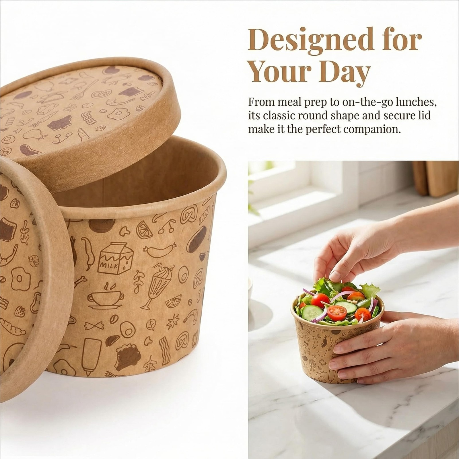 50 Pack Paper Containers With Lids 8oz To Go Paper Soup Container Disposable Kra