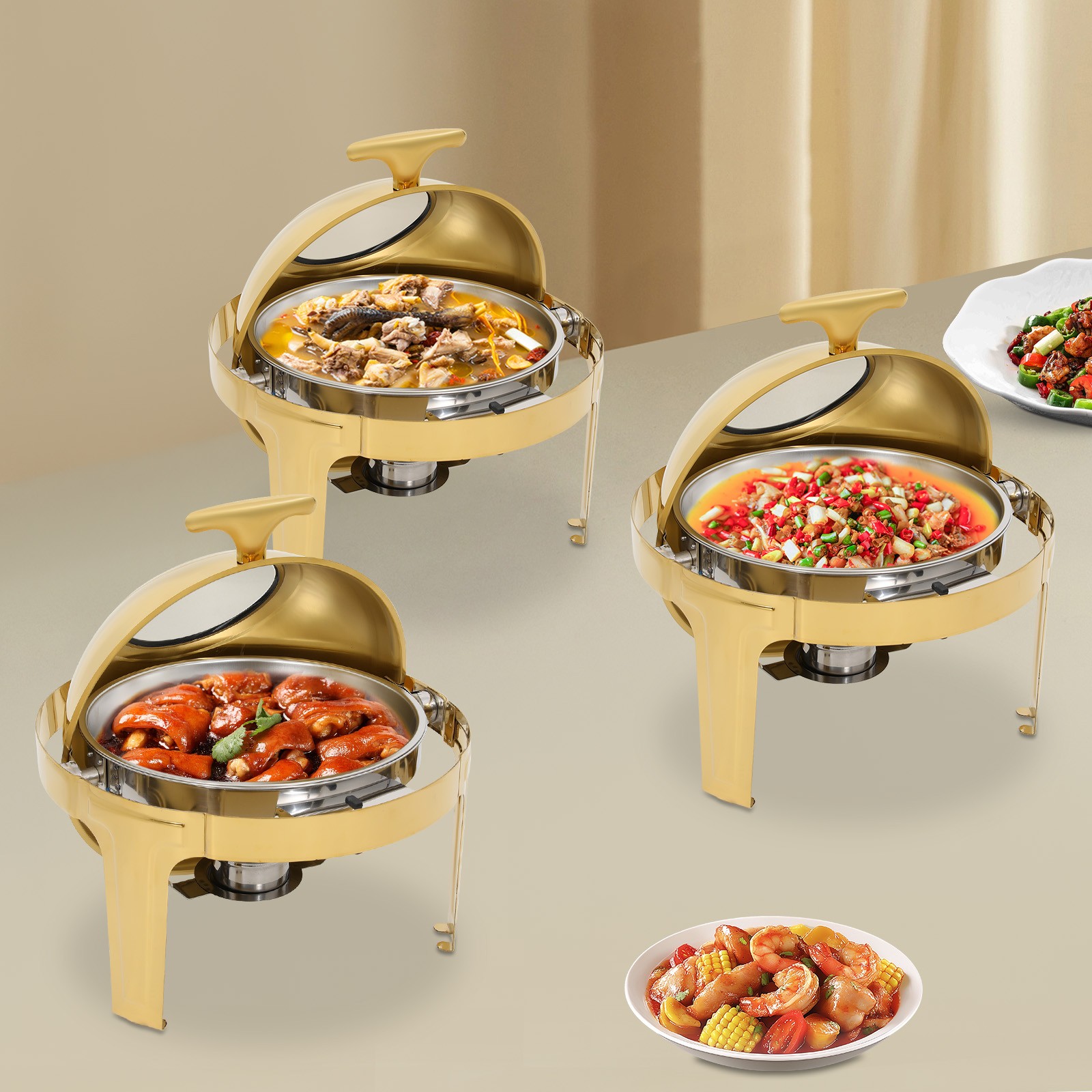 3Pcs Chafing Dish Buffet Set Stainless Steel Buffet Warmer Chafers &Warmers Sets