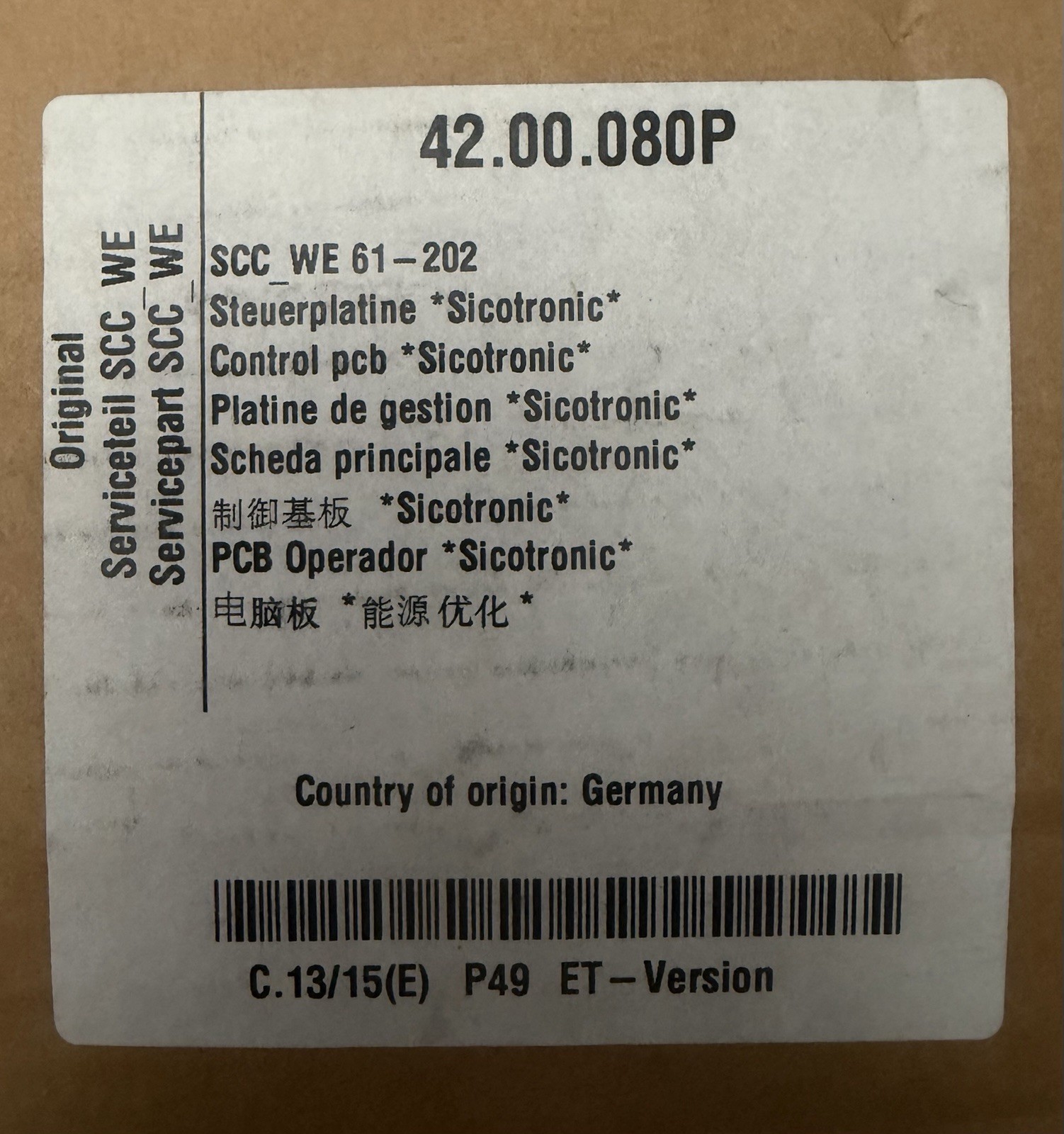 Sicotronic SCC_WE 61-202 Control PCB 42.00.080P Original Servicepart Germany