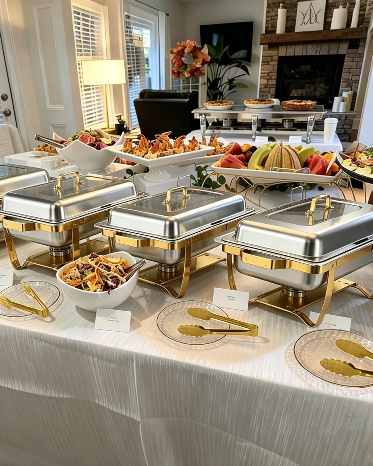 4-PK 9QT Rectangular Stainless Steel Chafing Dishes for Buffet w/ Lids