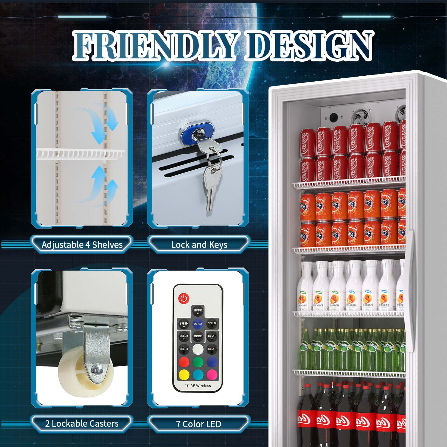 11Cu. Ft Merchandiser Glass Door Refrigerator Commercial Display Beverage Cooler