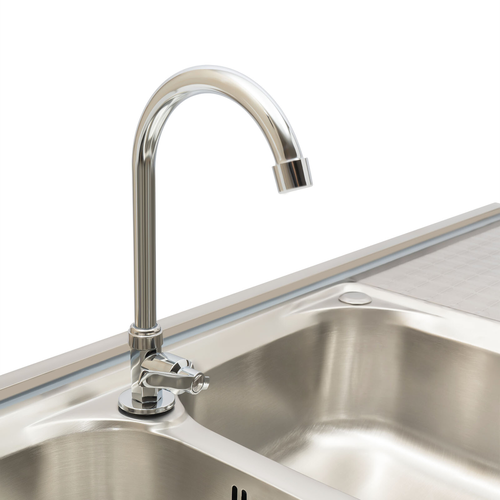 Commercial Stainless Restaurant Kitchen Sink Faucet + Drainboad Set Double Bowl