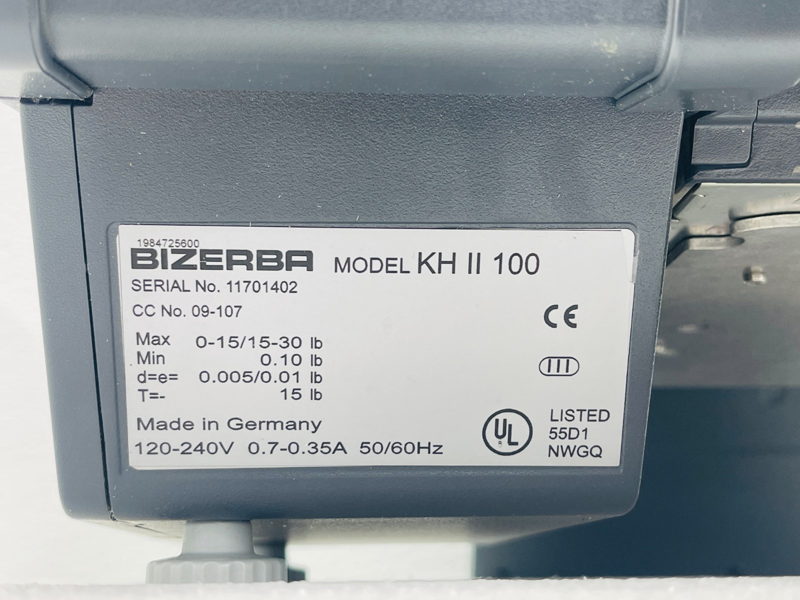 USED – Bizerba KH Series KH II 100 PRO 30 lb. PC Countertop Computing Scale