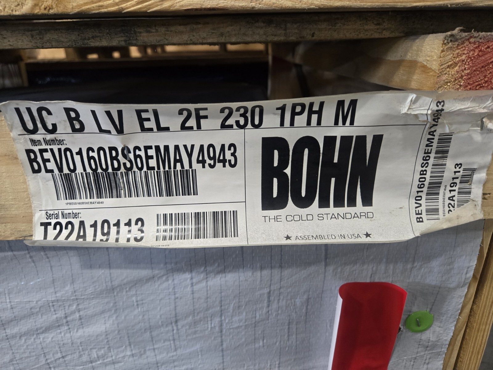 NEW Bohn BEV0160BS6EM Walk-In 16,000 BTU Cooler Low Velocity Center Evaporator