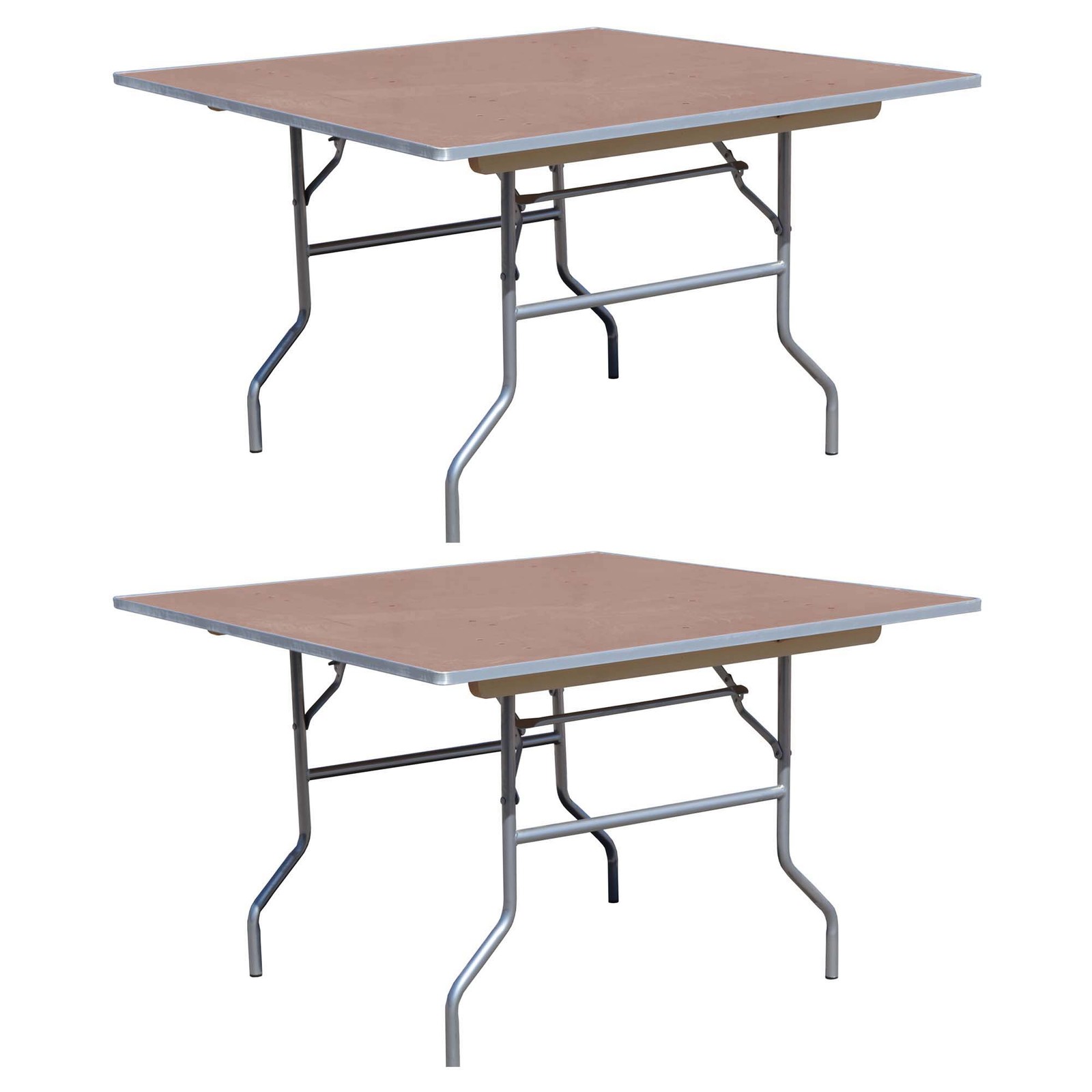 60 in Wood Square Folding Table 2 Pack Heavy Duty Party Event Office Reception