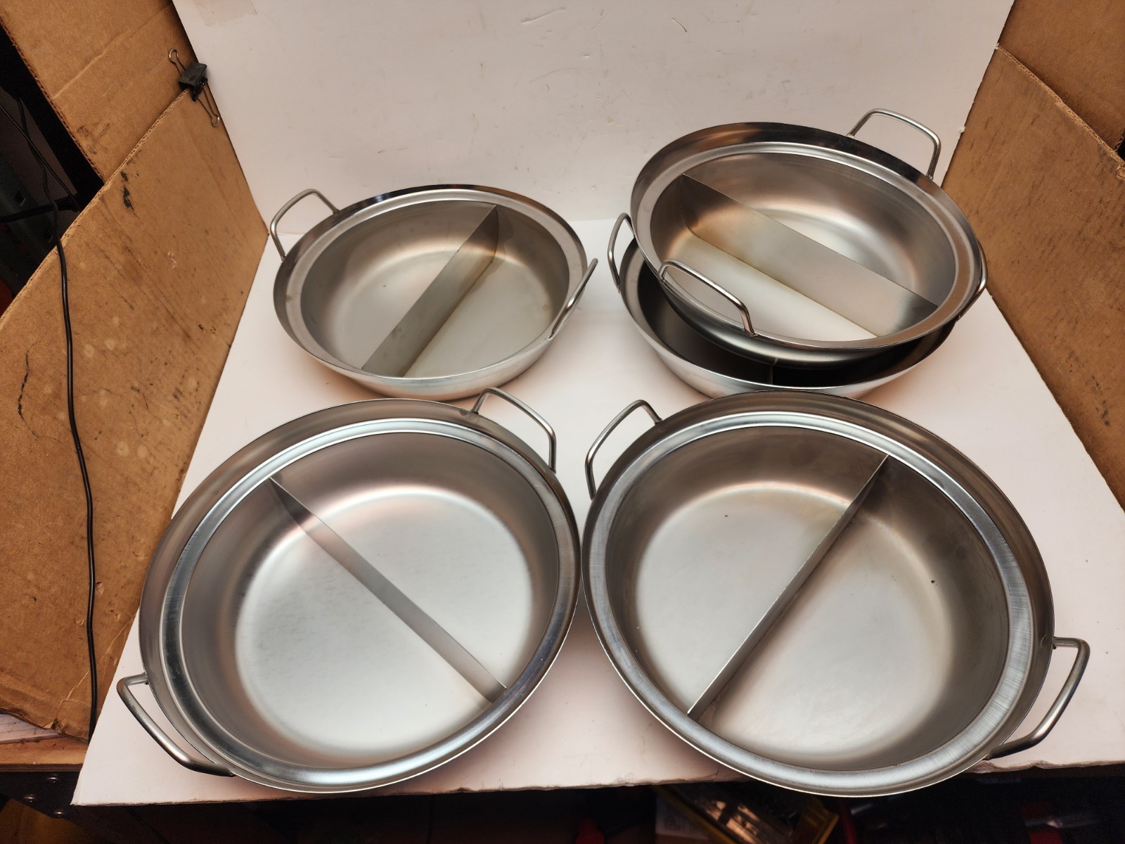 Lot 2 Stainless Steel Shabu Shabu Hot Pot W/Divider Dual Sided Hot cooking Pot