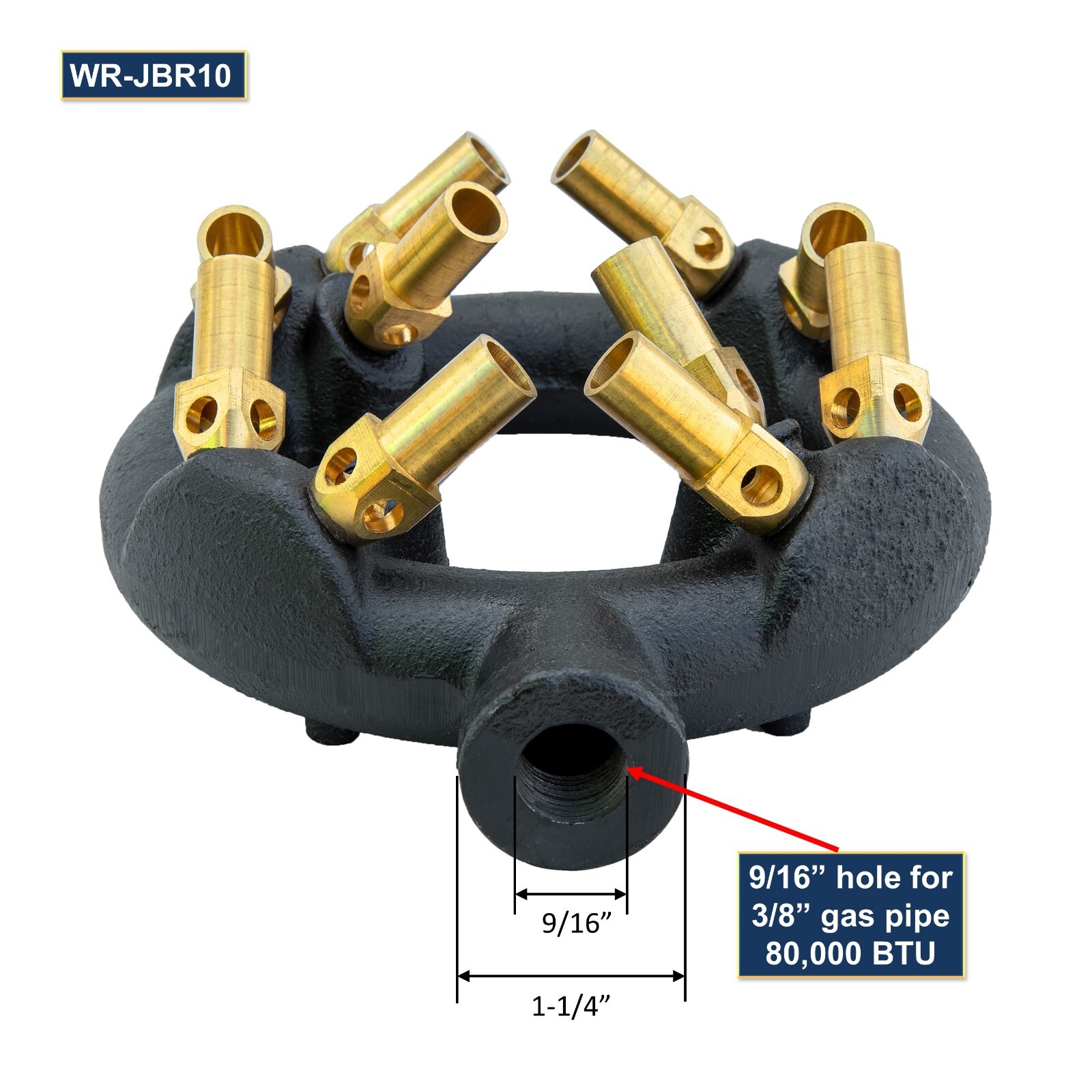 GSW Chinese Wok Range 10 Copper Tips Natural Gas Cast Iron Jet Burner WR-JBR10NG