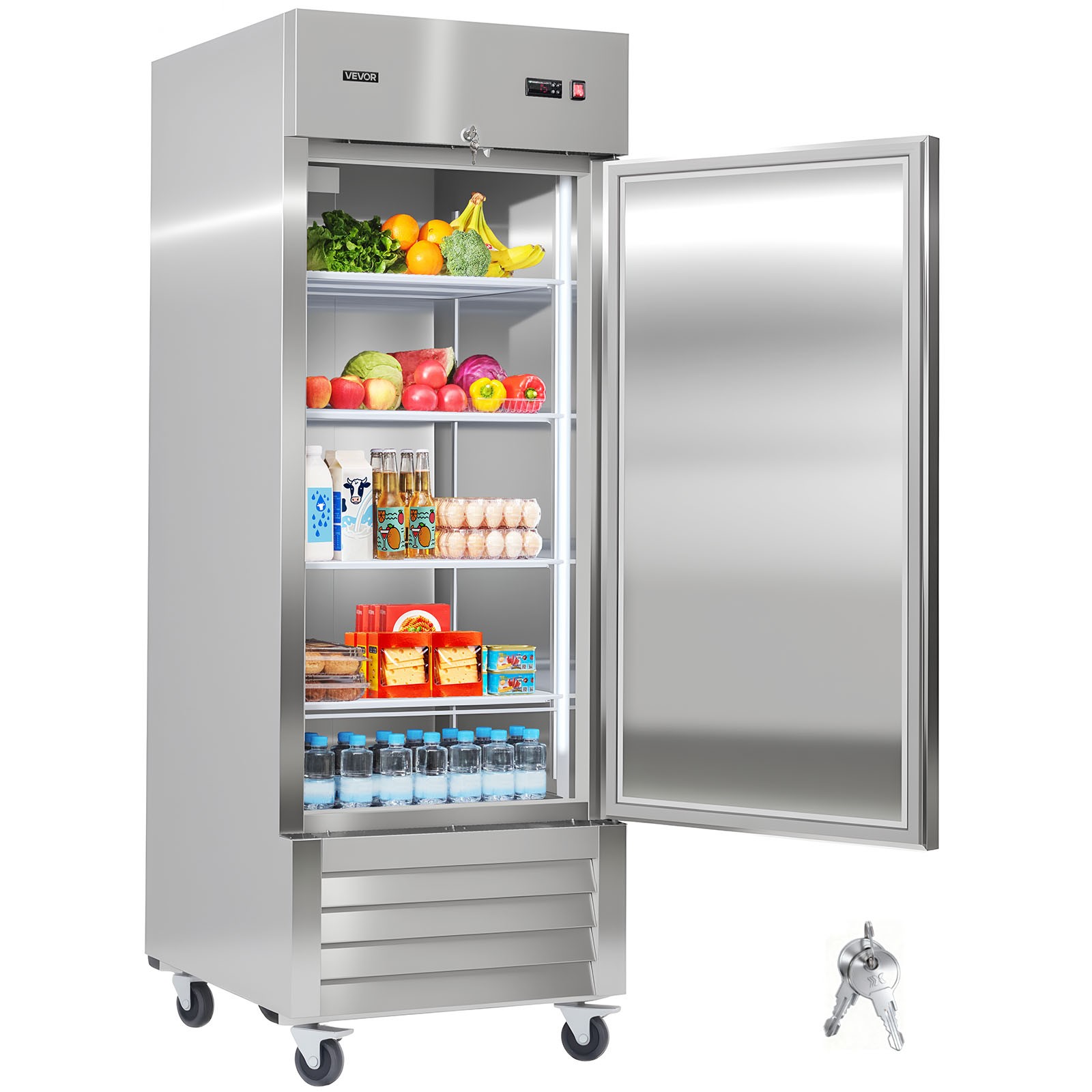 VEVOR Commercial Refrigerator 22 Cu.ft Reach In Upright with 1 Door 4 Shelves